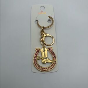 Mint Pink and Gold Horseshoe Key Holder
